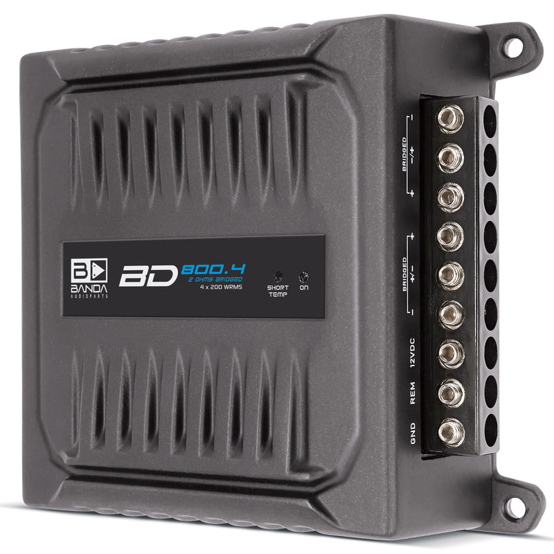 Banda Pocket Series Compact 800 Watt 1-Ohm 4 Ch Brazilian Amplifier BD-800.4-1