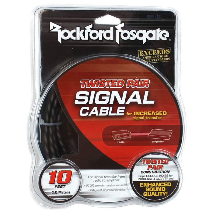 Rockford Fosgate RFI-10 10ft. Twisted Pair OFC Signal RCA Cable