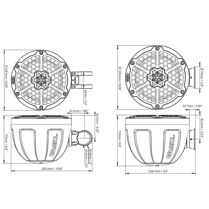 DS18 Mini 8" Marine Pod Speakers 750W Red RGB LED Jetski Pair NXL-PS8R