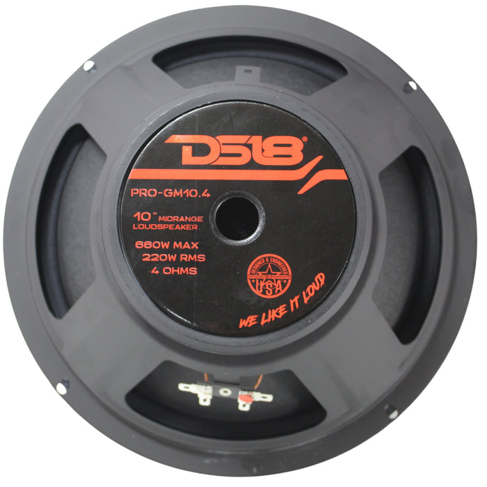 DS18 10" 660W Max 4-Ohm Mid Range Loud Speaker PRO-GM10.4