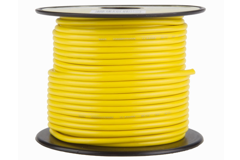 14 GA 100 FT Roll Yellow Stranded Spool of CCA Primary Power Ground Wire Cable