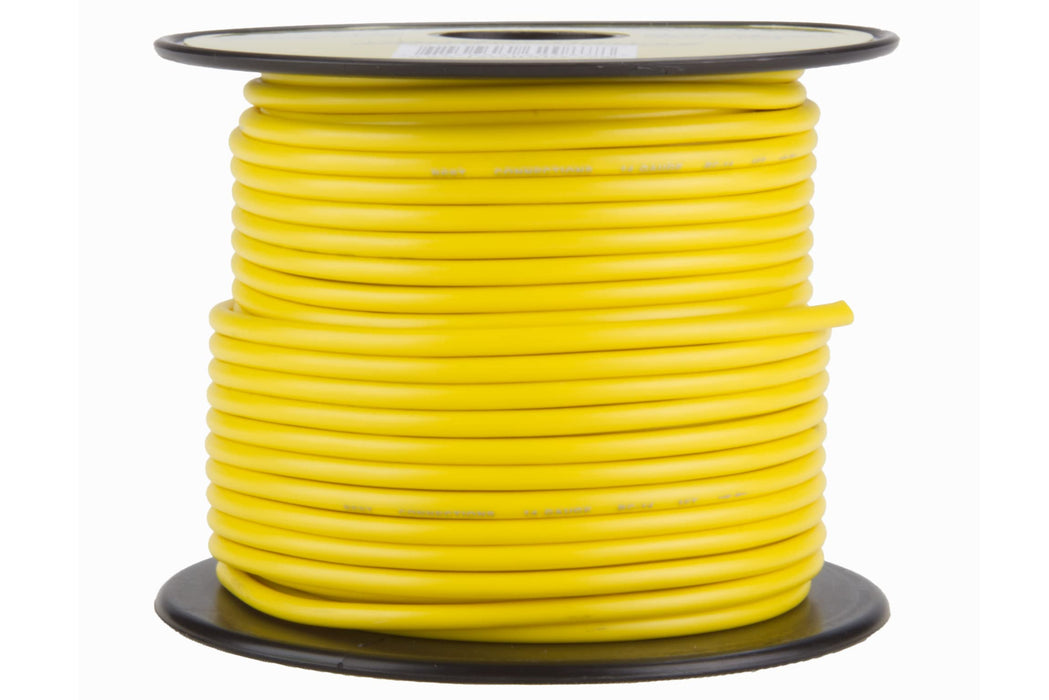 14 GA 100 FT Roll Yellow Stranded Spool of CCA Primary Power Ground Wire Cable
