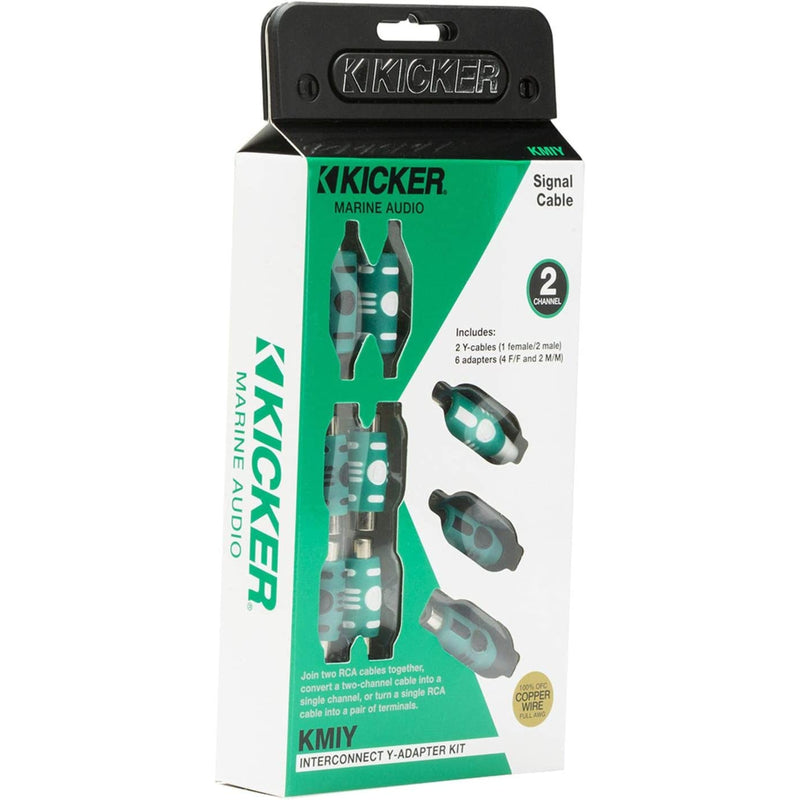 Kicker Marine Y-Adapter 2 Ch OFC RCA Kit 1 Female to 2 Male w/Adapters 47KMIY