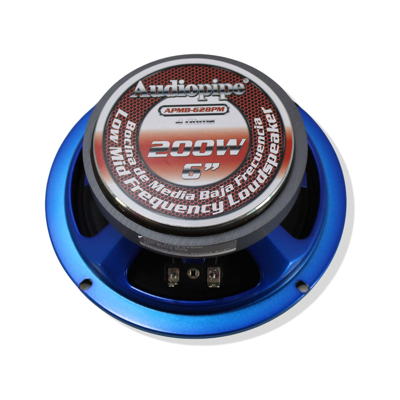 Audiopipe 6" Mid Bass Car Audio Bullet Loud Speaker 100W 4 Ohm Blue