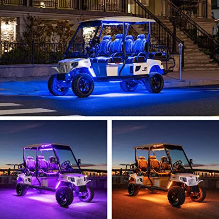 LEDGlow 12pc Million Color LED Electric 6-Seater Golfcart W/ Canopy Light Kit