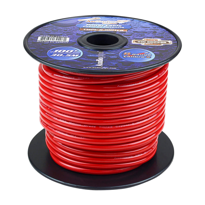 Audiopipe 8 GA OFC Tinned Marine Power/Ground Wire Red Lot Cut By The Foot