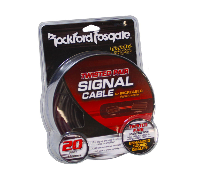 Rockford Fosgate RFI-20 20ft. Twisted Pair OFC Signal RCA Cable