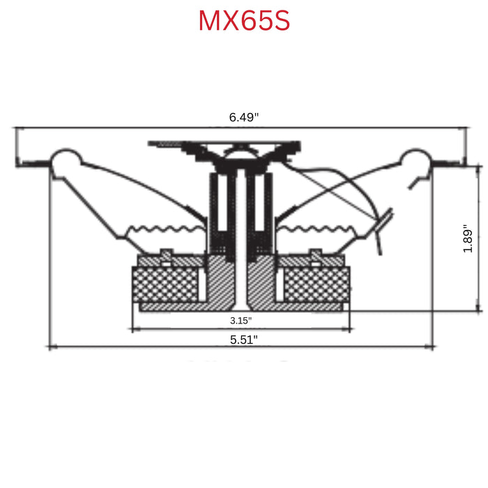 Massive Audio MX Series Shallow Mount 6.5" 50W RMS 4-Ohm Coaxial Speakers /MX65S