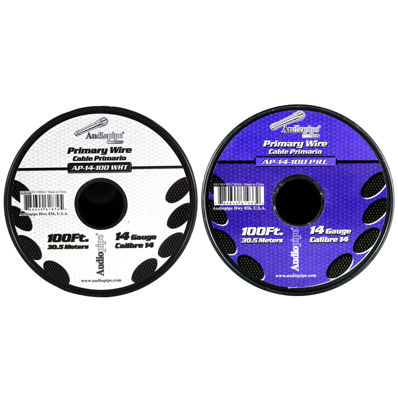 14 GA 100 FT Roll Purple White Stranded Spool of CCA Primary Power Ground  Wire Cable