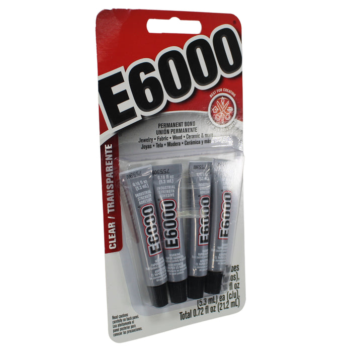 4 x 0.18fl oz E6000 Industrial Strength Clear Self Leveling Waterproof Adhesive