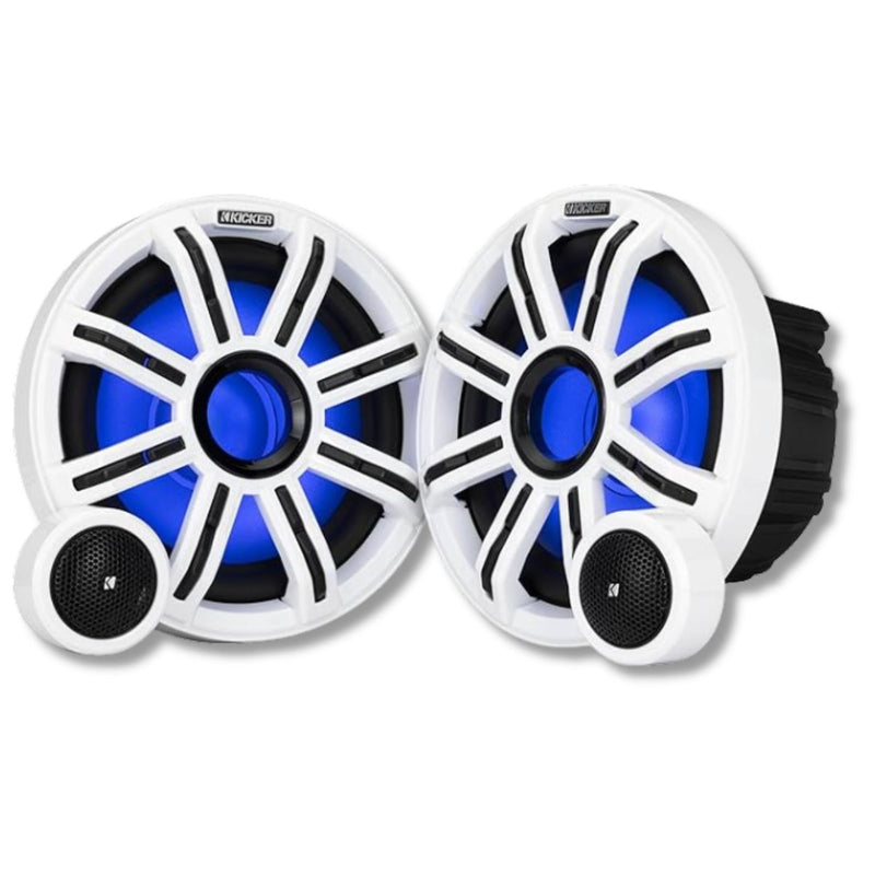 8" 200 Watts RMS 4-Ohm Marine LED Component Speakers Pair With Tweeters & Grills