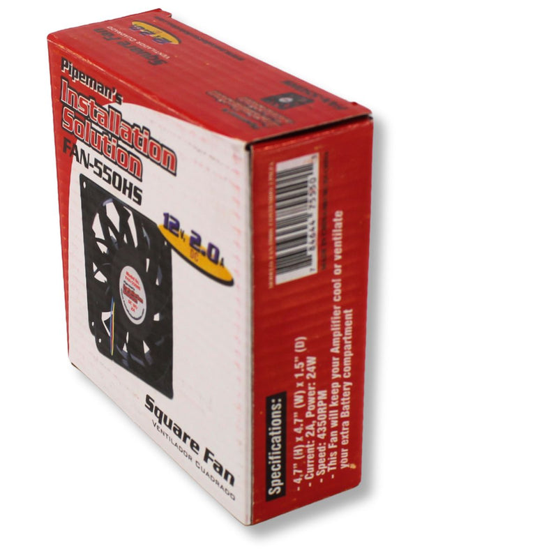 12 Volt 2.0A 4.7" Square High-Speed 50 CFM Waterproof & Quiet Cooling Fan