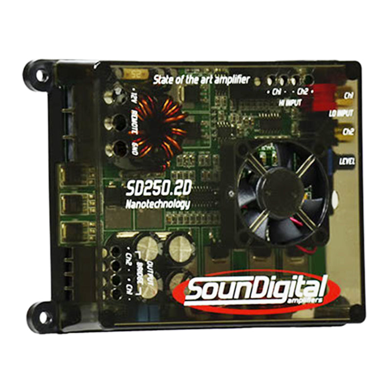 SoundDigital 2 Channel NANO Amplifier Class D Clear 250 Watts RMS SD250.2D
