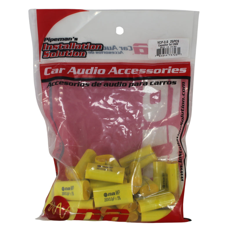 25 Pack of 3.0 Microfarad Bass Blocker 200 Volt Metalized Film Capacitors