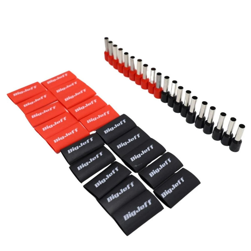 Tin-Plated Copper Wire Ferrule & Heat Shrink Kit 1/0 4 10 12 AWG 64 Pieces