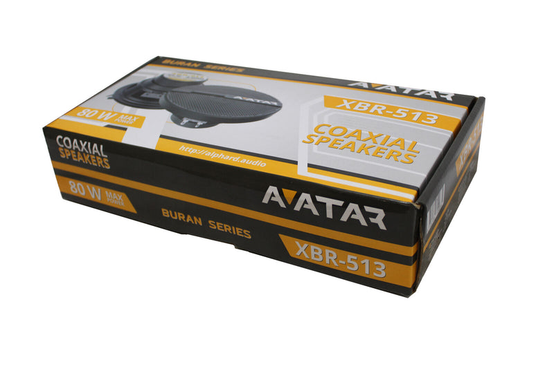 Avatar 5.25" 160 Watts 4-Ohm Black Coaxial Speakers Buran Series XBR-513 Pair