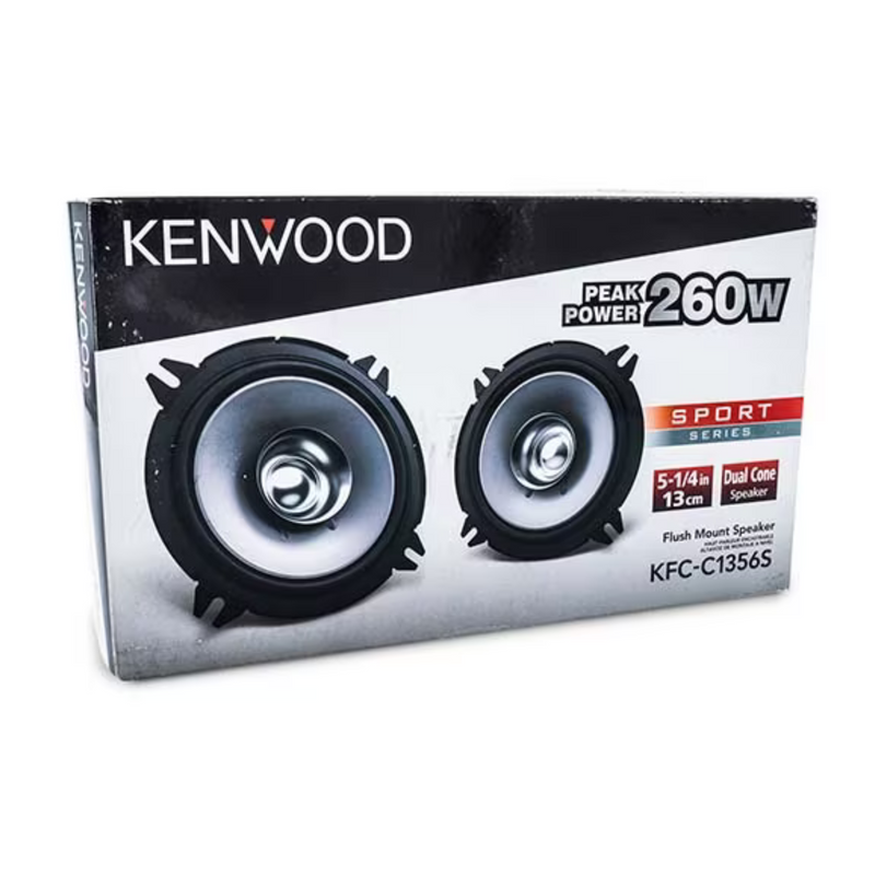Kenwood 30W RMS 4 Ohm 5.25" Dual Cone Coaxial Car Audio Speakers Pair KFC-C1356S