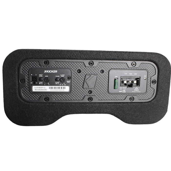 10" Powered Down-Firing Subwoofer Enclosure with Built-In Amplifier Kicker