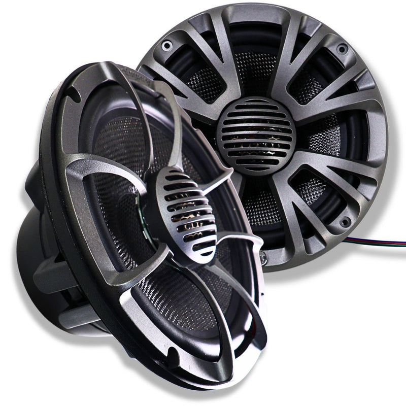 8" Coaxial 250W RMS 4-Ohm 2-Way Marine Speaker Pair w/ LED Lights Audiopipe