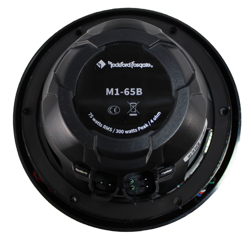 Pair of Rockford Fosgate 6.5" Black 600W 4 Ohm Color Optix Marine 2 Way M1-65B