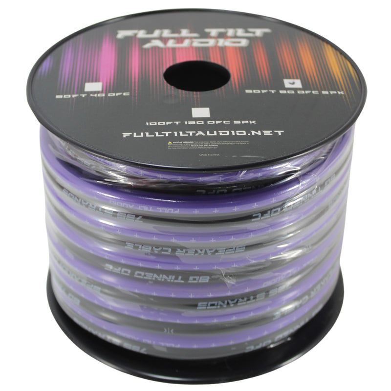 Full Tilt Audio 8 Gauge Tinned OFC Speaker Wire Purple/Black Lot Cut By The Foot