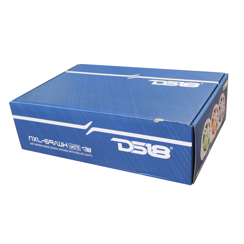 DS18 Pair of White NXL-69 6x9" 2-Way 375W 4 Ohm Coaxial Marine Speakers RGB LED