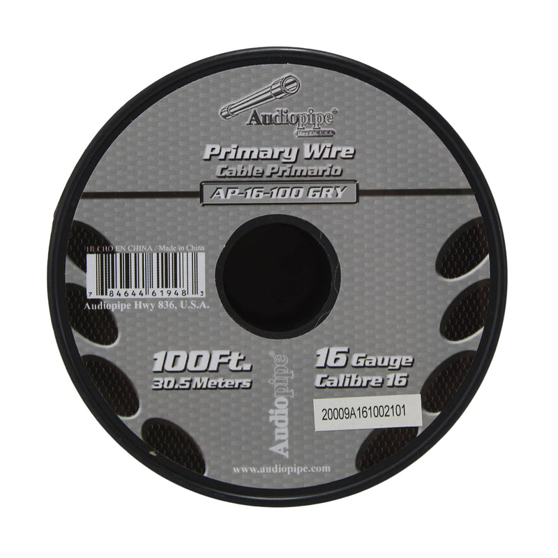16 GA 100 FT Roll Grey Stranded Spool of CCA Primary Power Ground Wire Cable
