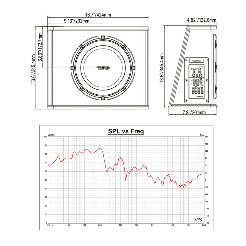 DS18 10" Shallow Subwoofer Bass Package 700 Watts 2 Ohm with Built In Amplifier