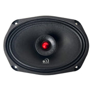 Pro audio 6x9" coaxial speaker with 160W RMS, neodymium magnet, and weatherproof design for powerful sound in any setup. Front Speaker Close Up
