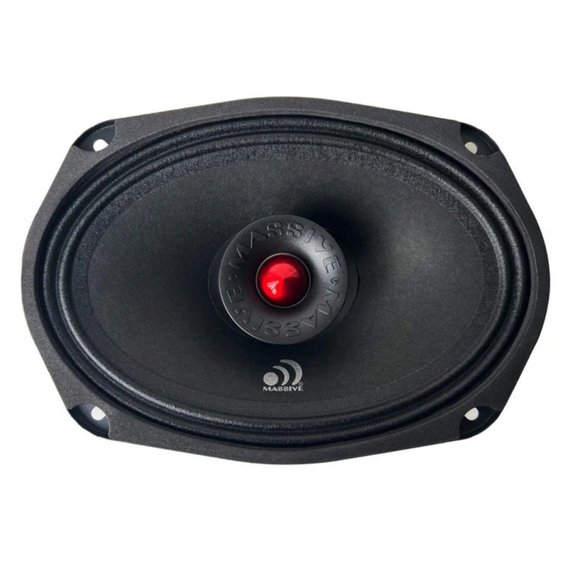 Pro audio 6x9" coaxial speaker with 160W RMS, neodymium magnet, and weatherproof design for powerful sound in any setup. Front Speaker Close Up