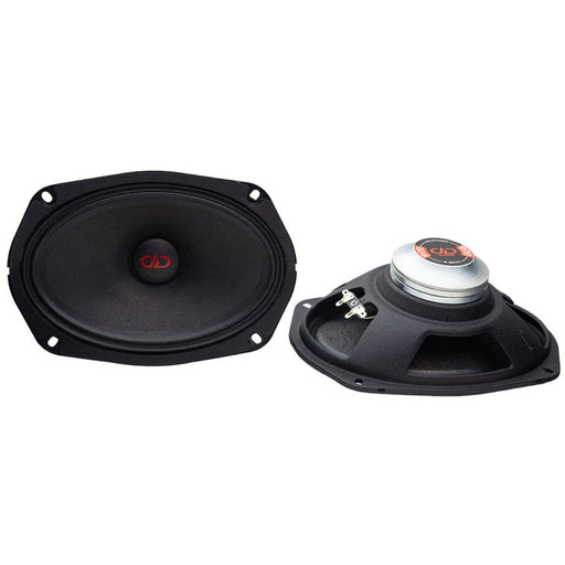 6x9" neo midrange speakers with 200W RMS power, 4 ohm load, and high efficiency design for loud, clear vocals in car, motorcycle, and UTV audio systems. Speaker Pair view
