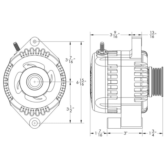 Mechman S-Series Billet 240 Amp Alternator For 1987-1992 5.0L 6/12 Ford 6S