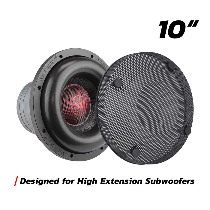 10" High Excursion Black 4 Split Subwoofer Mesh Grill Audiopipe TXX-GR10HX