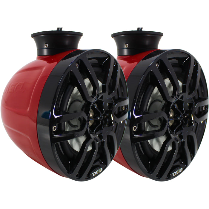 DS18 HYDRO NXL Red 6.5" 100W RMS 4-Ohm Wakeboard Tower Speakers w/RGB LED Lights