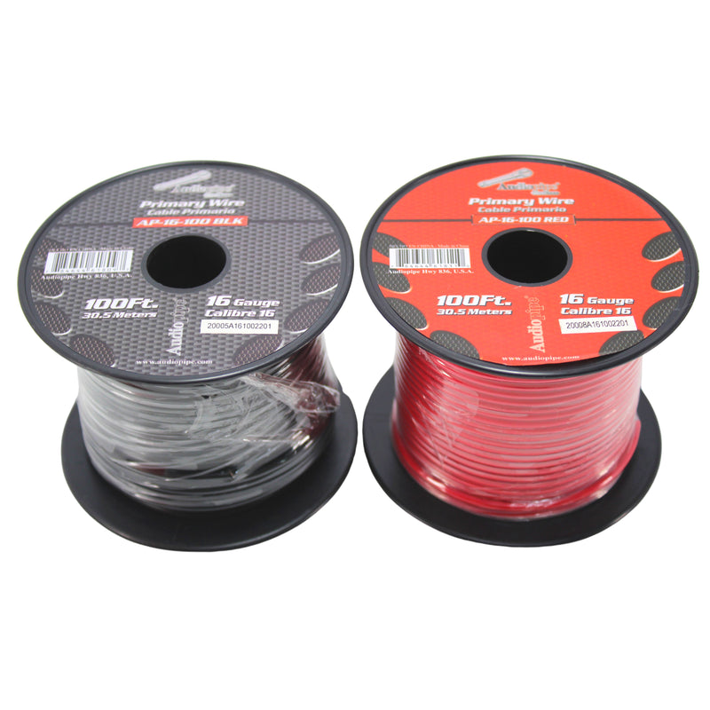 16 GA 100 FT Red Black Stranded Spools of CCA Primary Power Ground  Wire Cable