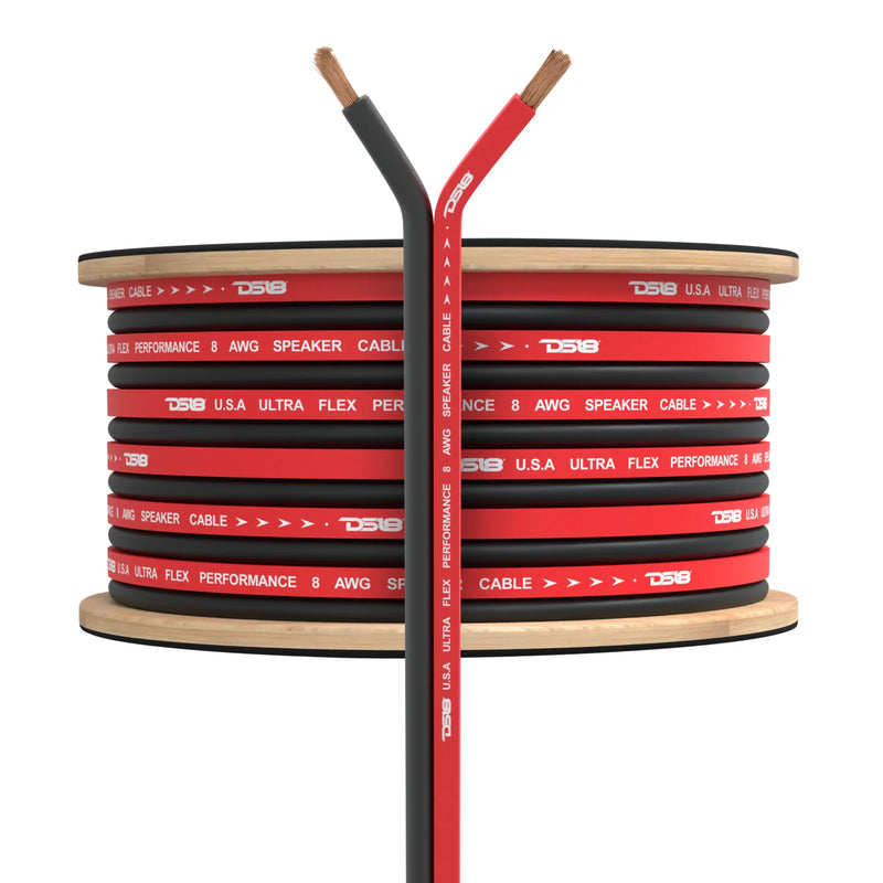 DS18 Car Audio 8 AWG OFC Speaker Wire Red/Black Lot Cut By The Foot