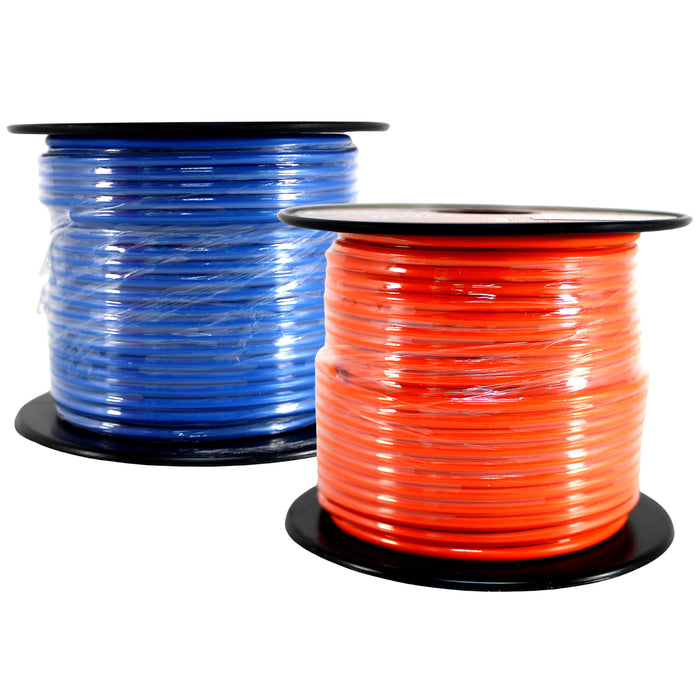 Audiopipe (2) 14ga 100ft CCA Primary Ground Power Remote Wire Spool Blue/Orange