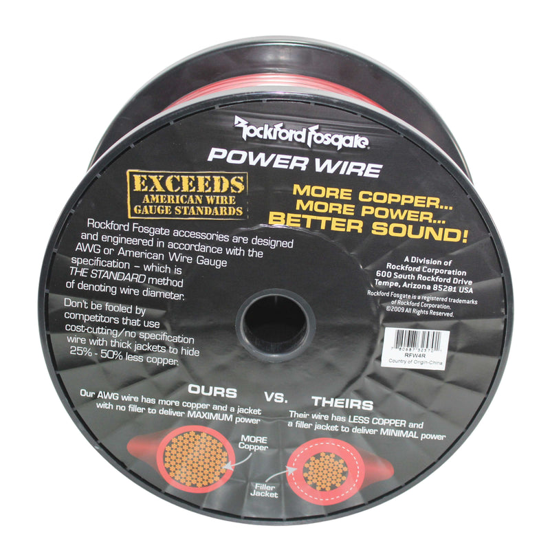 Rockford Fosgate 4 AWG 100% OFC Power/Ground Wire Red Lot Cut By The Foot