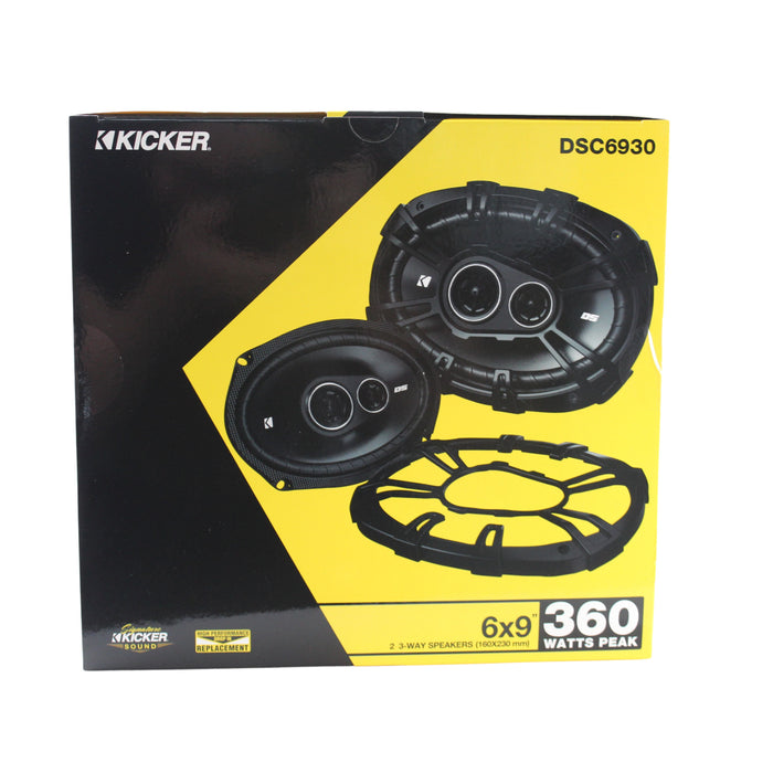 Kicker 6x9" Coaxial 3 Way Speakers 360W Peak 4 Ohm Car Audio Black 43DSC69304