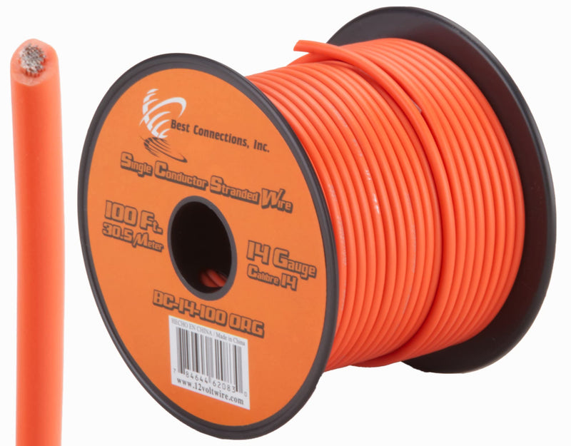14 GA 100 FT Roll Orange Stranded CCA Primary Wire Lot Cut By The Foot