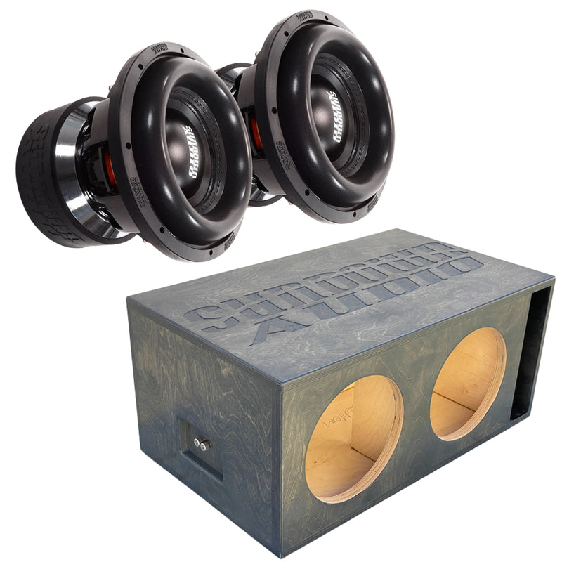 2000W RMS Dual 1 or 2-Ohm 10" X Series V3 Subwoofer w/Dual 10" Birch Ported Box