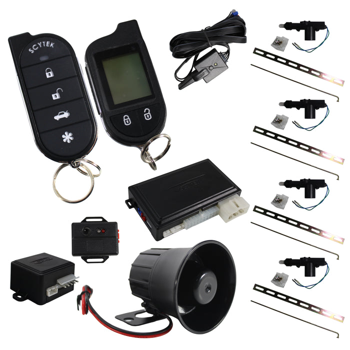 A4.2W Car Alarm Security System with Siren, Keyless Entry 2-Way LCD Remote Start