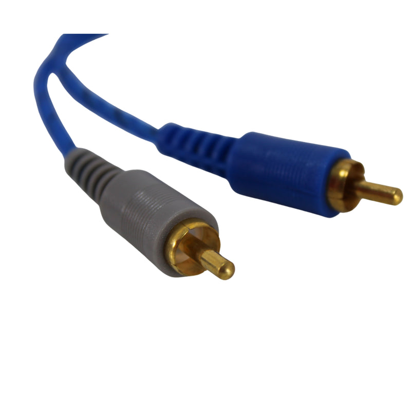 Two Blue 1 Foot Precision Signal Splitting 2 Male 1 Female Cobalt RCA Y Adapter