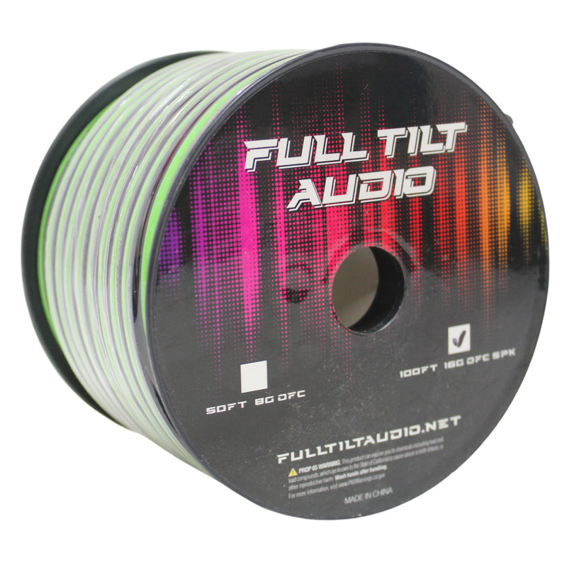 Full Tilt Audio 16 GA Tinned OFC Speaker Wire Lime Green Lot Cut By The Foot