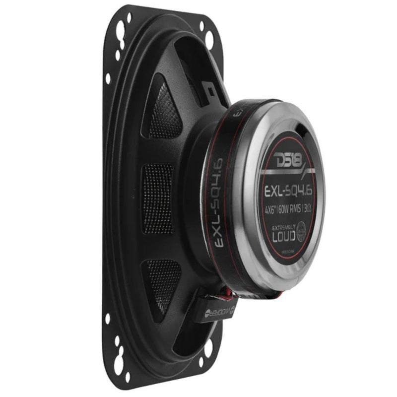 DS18 4x6 60W RMS 3-Ohm 2-Way Coaxial Speaker pair w/ Fiber Glass Cone EXL-SQ4.6