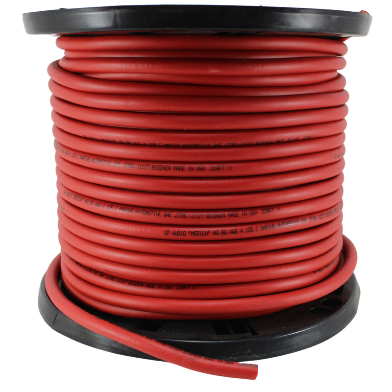 GP Car Audio 4 AWG 100% OFC Power/Ground Wire Red Lot Cut By The Foot