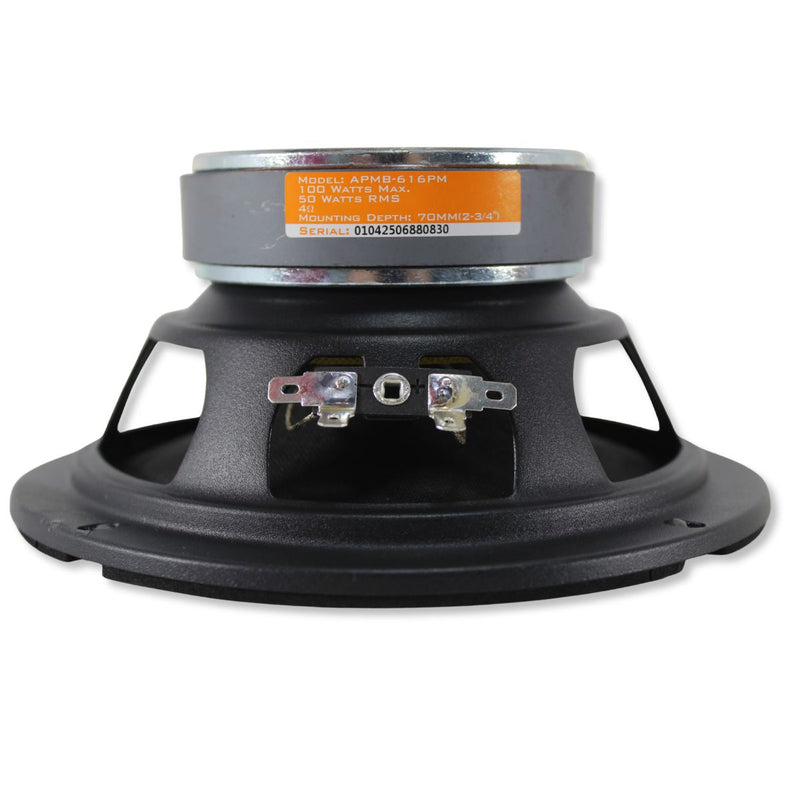 6.5" 50 Watt 4-Ohm Car Audio Midrange Loudspeaker W Bullet Resonator APMB-616PM