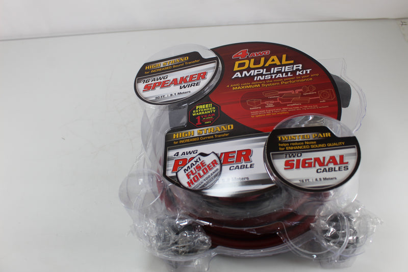 Rockford Fosgate RFK4D 4 Gauge PC-OFC Complete Dual Amplifier Install Kit OPEN BOX