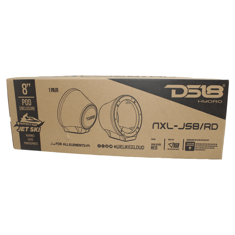 DS18 8" Jet Ski, Marine, Jeep & UTV/ATV Pod Enclosure-Pair (No Speaker) NXL-JS8/RD