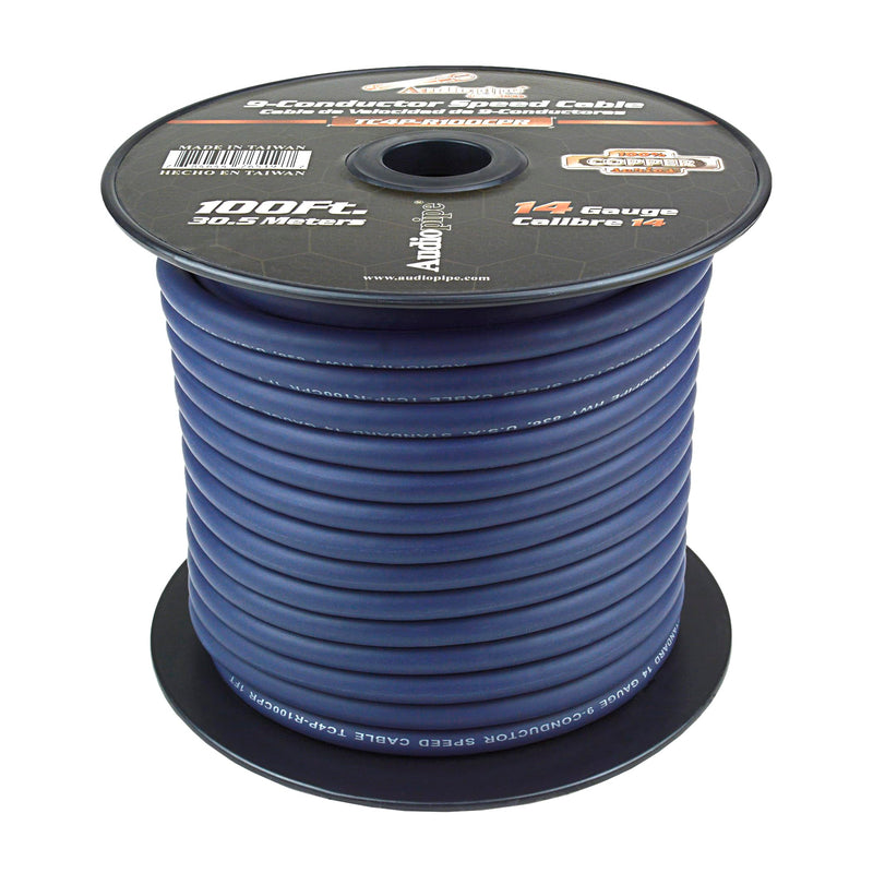 Audiopipe 14 GA 9-Conductor 100% Copper Speed-Cable Wire Blue TC4P-R100CPR